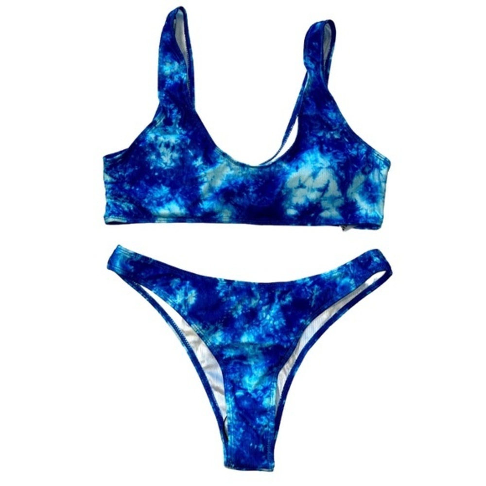 SHEIN Bikini Tie Dye Two Piece Swimsuit Cheeky Bottom Tank Style Top New